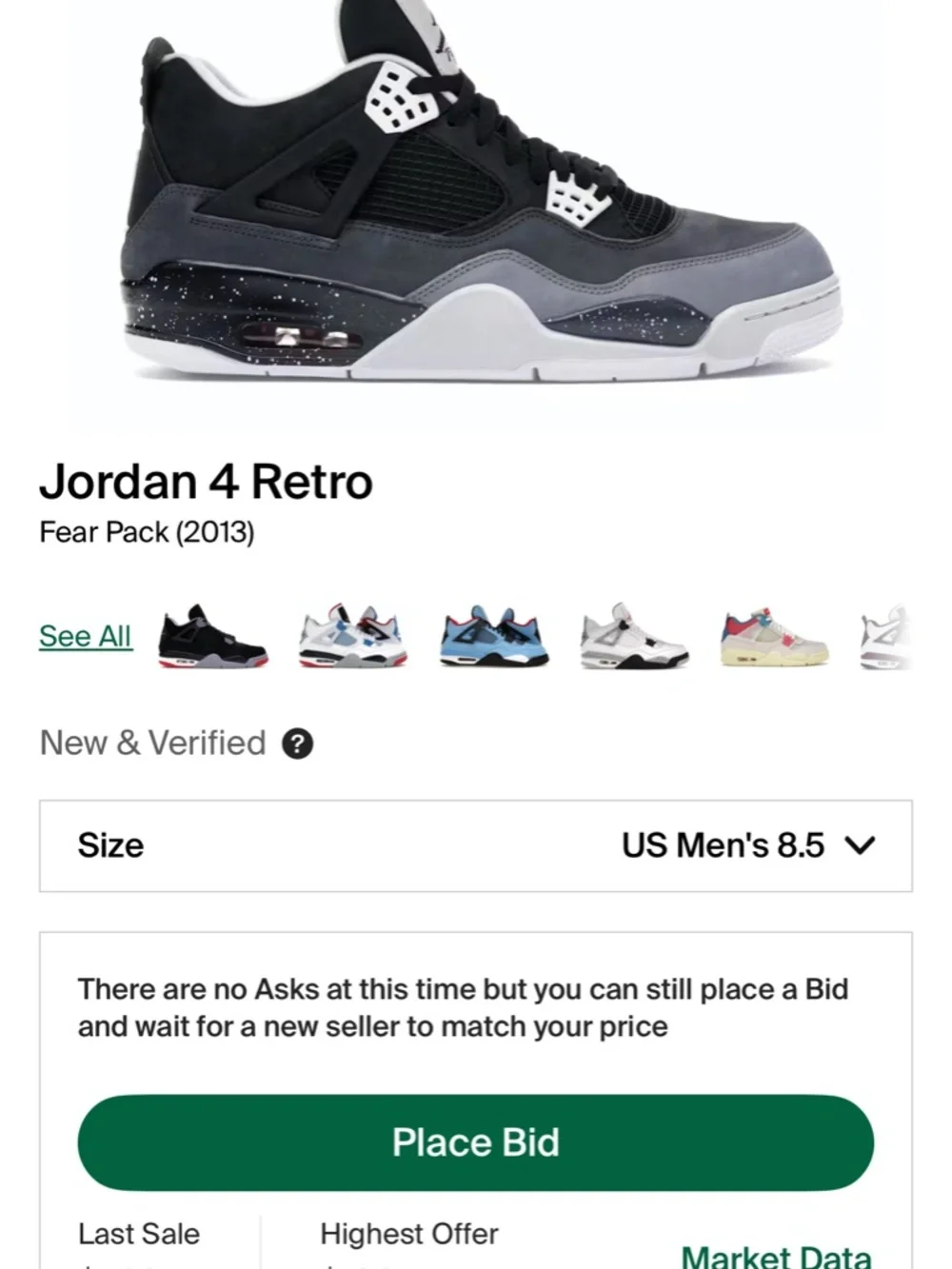 AIR JORDAN 4 “FEAR” PACKS size 8.5 unworn brand new got wrong size